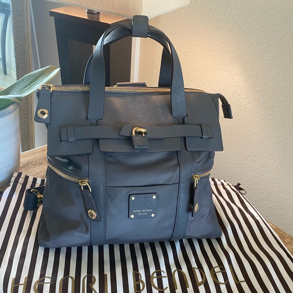 HENRI BENDEL leather and nylon adjustable bag.
